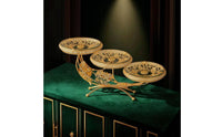 Tabletop Fruit Tray with Metal Stand Clear Glass Serving Tray with Stand Long-Lasting Fruit Holder Food Safe for Coffee Table