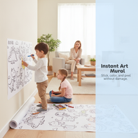 Kids' Creative Coloring Roll with Dinosaur & Animal Themes, Long Hand-Painted Doodle Scroll