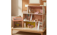 Pink Dollhouse Pitched Roof Accessible Front Dollhouse