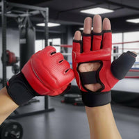 Force Protection Half Finger Boxing Gloves Wrist Support Sandbag Training Gloves Shock Absorption for Youth, Striking Bag, Combat Arts