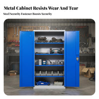 High Load Capacity Heavy-Duty Tool Locker Long-Lasting Lockable Steel Cabinet Multi-Functional Storage Furniture Adjustable Shelves for Factory Workers, Workshop Technicians, DIY Enthusiasts, Garage, Warehouse, Home, Office