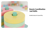 Develops Hand-Eye Coordination Color Shape Sorting Toy Long-Lasting Wood Construction Geometric Stacking Blocks Large Easy-to-Grasp Pieces