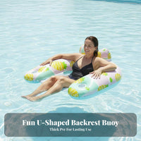 With Backrest U-Shaped Pool Buoy Thickened PVC Strawberry Pool Buoy Fruit Print for Swimmers, Teenagers, Beach, Summer Vacation, Ocean