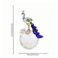 Crystal Peacock Ornament Elegant Crystal Peacock Figurine Tabletop Decoration for Art Lovers