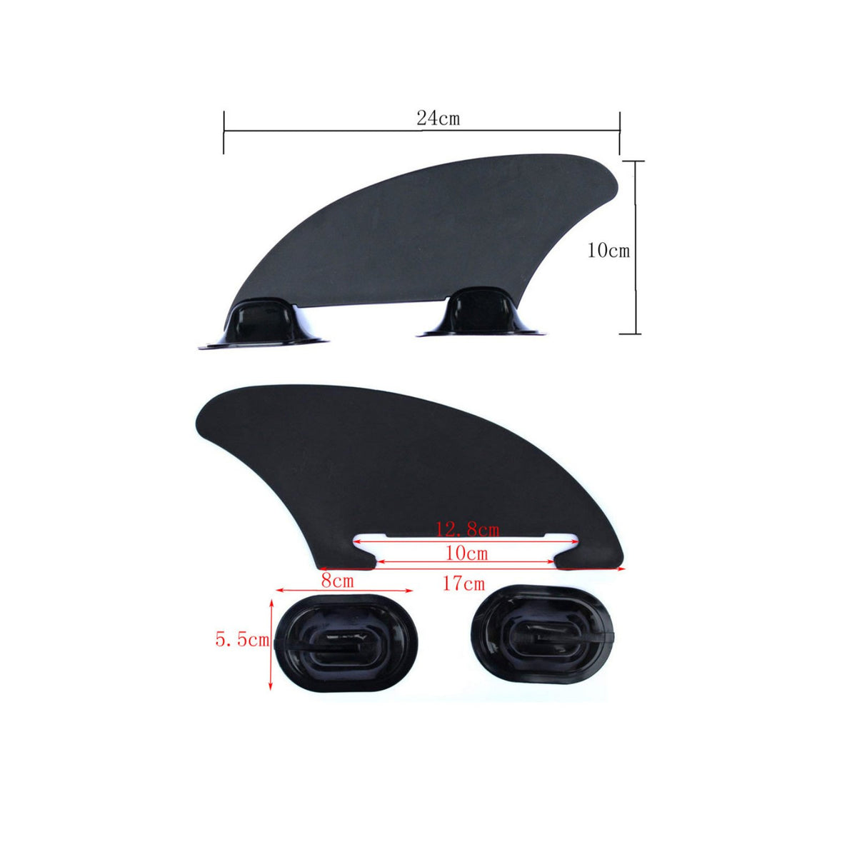 Inflatable Watercraft Lateral Fin Aerodynamic Kayak Side Fin with Base Low-Profile for Kayakers, Paddlers, Kayaking, Paddleboarding