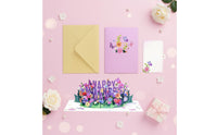 Laser Cut Mother's Day Greeting Card Creative Gift 3D Standing Card Intricate Details Paper Flower Arrangement Long-Lasting Keepsake for Mothers, Grandmothers, Wives