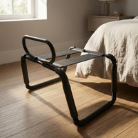 Black Metal Bed Assist Stool Cylindrical Bedside Standing Aid Flat Platform Bedside Stool Compact for Bedroom