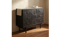 Raised Legs Wood-Grain Drawer Cabinet Square Pulls Freestanding Cupboard