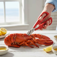 Angled Shellfish Shears Ergonomic Seafood Scissors Serrated Kitchen Seafood Scissors Multifunctional for Home Cooks