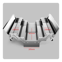 Three-Layer Tool Box Reflective Stainless Steel Tool Box Folding Metal Toolbox Rust Resistant Portable Organizer Easy to Clean