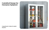 Weather Resistant Stainless Steel Fire Cabinet Long-Lasting Mini Fire Station Cabinet Lockable Easy Entry for Safety Officers, Building Managers, Business Owners, Construction Sites, Outdoors, Factories, Warehouses