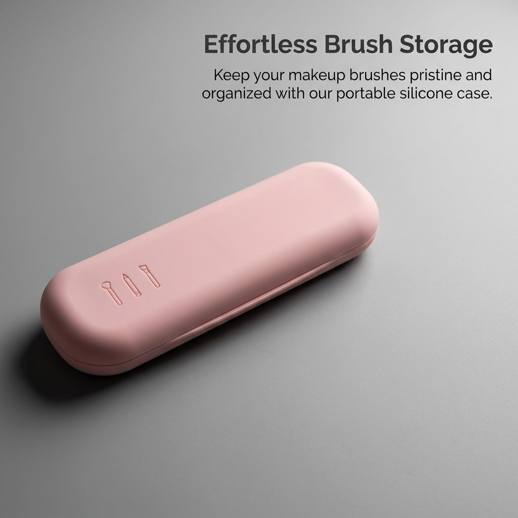 Silicone Cosmetic Brush Holder Tube for Travel, Portable Beauty Organizer Case, Cylindrical Storage Container for On The Go Use
