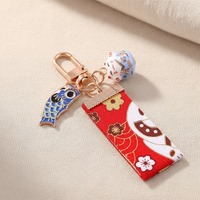 Ceramic Lucky Cat Keychain with Tassel for Bags and Car Keys