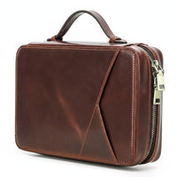 Leather Cable Organizer Rounded Corners Electronics Organizer Case Compact Size