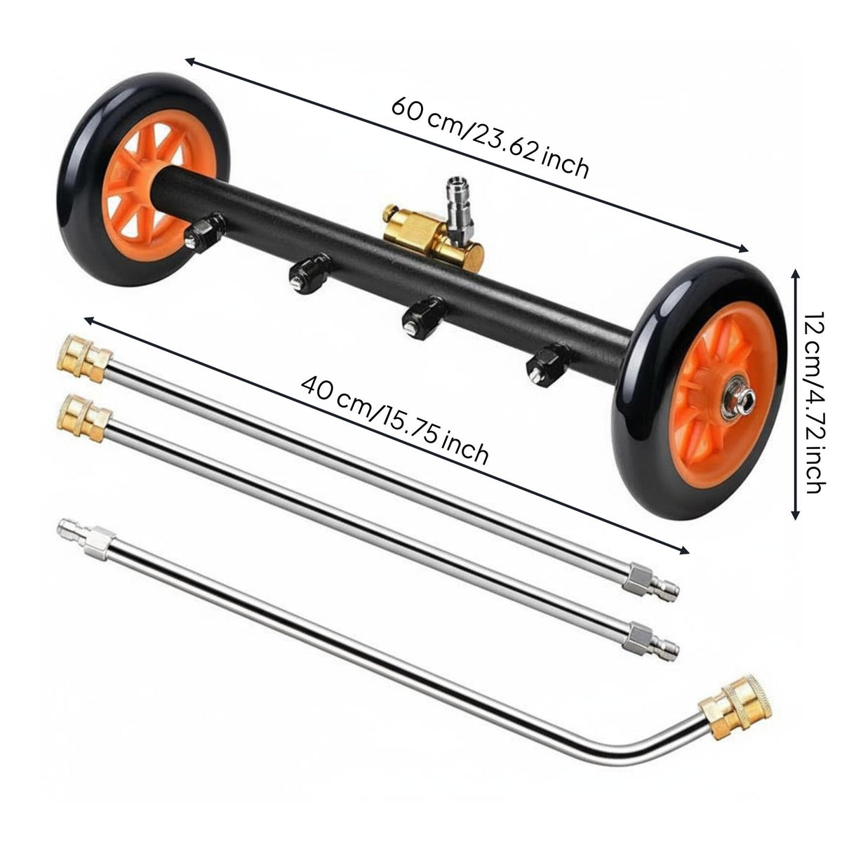 Quick Connect Car Underbody Washer Adjustable Spray Direction Car Underbody Power Washer Heavy-Duty Construction for Driveways, Sidewalks