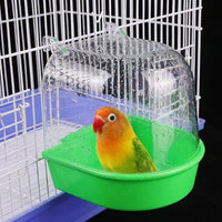 Bird Bathing Box with Lid for Parrot and Cockatiel, Cage Hanging Indoor Bird Bath, Small Bird Grooming and Washing Station