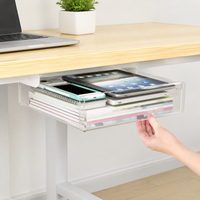 Under Desk Storage, Slide Out Under Desk Storage, Transparent 18L Desk Drawers for Home Office Polymer Organiser