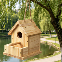 Wooden Birdhouse Weather Resistant Hanging Wooden Birdhouse Decorative Parrot Feeder House for Tree