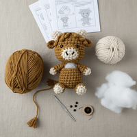 Highland Cow Crochet Kit DIY Amigurumi Doll Craft