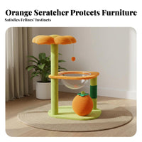 Scratching Posts Orange-Themed Feline Tree Allall-Comprehensive Multi-Level Feline Tree Fruit Design Pet Furniture Comfortable Rest Areas for Kitten Owners, Apartment, Living Room, Indoors, Home