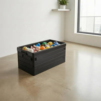 Textured Surface Foldable Trunk Storage Box Ribbed Sides Hard-Shell Trunk Box Fitted Lid Cargo Organizer Collapsible