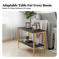 Sintered Stone Upper surfaceTier End Table Compact Size 2-Tier Console Versatile Use Household Furniture Sturdy Construction for Apartment Dwellers, Homeowners, Interior Decorators, Living Room, Bedroom, Small Areas, Hallway