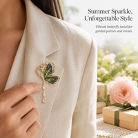 Emerald Green Butterfly Tassel Brooch for Cheongsam