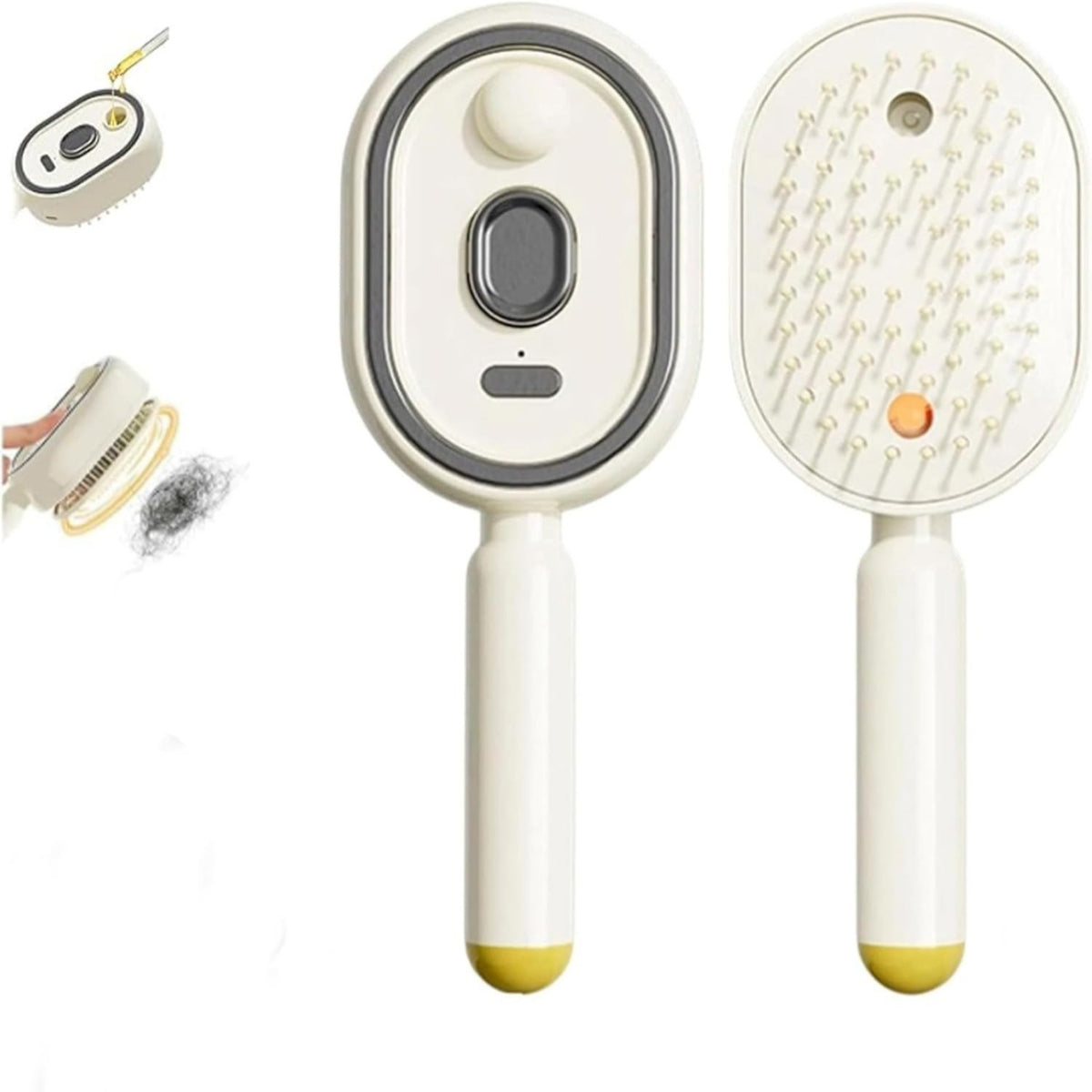 Type-C Charging Oval Steam Hair Brush Handheld Steam Hair Brush Single-Button Start Cushioned Massage Comb Portable