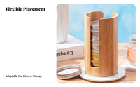 Open Slot Cylindrical Storage Rack Rounded Edges Bamboo Storage Rack Hollow Design Home Organizer Natural Wood for Countertop