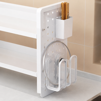 Modern Kitchen Rack, Desktop Rack, 2-Tier, Seasoning Rack, Spice Rack, 60cm Width, Metal, White, Storage