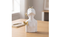 Resin Figurine with Butterflies Decorative Girl Figurine Tabletop Resin Sculpture for Women, Desk, Shelf