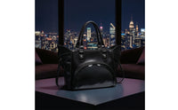 Satchel with Top Handles Goth Tote Bag with Skull Rivets Edgy Purse for Women