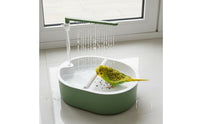 Green and White Parrot Bath Basin Rounded Rectangular Bird Shower Bath Integrated Side Support Parrot Bathtub Clear Tube