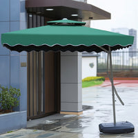 Square Patio Umbrella Water-Fillable Umbrella with Wheeled Base for Courtyard, Balcony, Garden