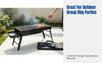 Charcoal Grill, Portable Folding BBQ, Stainless Steel, Detachable, for Patio, Camping, Complete Set