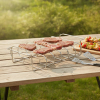 Electroplated Barbecue Grill Rack with Support Legs Rectangular Rib Rack Heavy-Duty Long-Lasting for Backyard Cooks