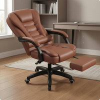 Reclining Office Chair Height-Adjustable Reclining Desk Chair Headrest for Computer