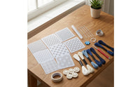 Reusable Sashiko Embroidery Template Kit Beginner-Friendly Sashiko Embroidery Kit Heat-Erasable Visible-Mending for Sewing Enthusiasts, Beginners, Crafters, Craft Classes, Home
