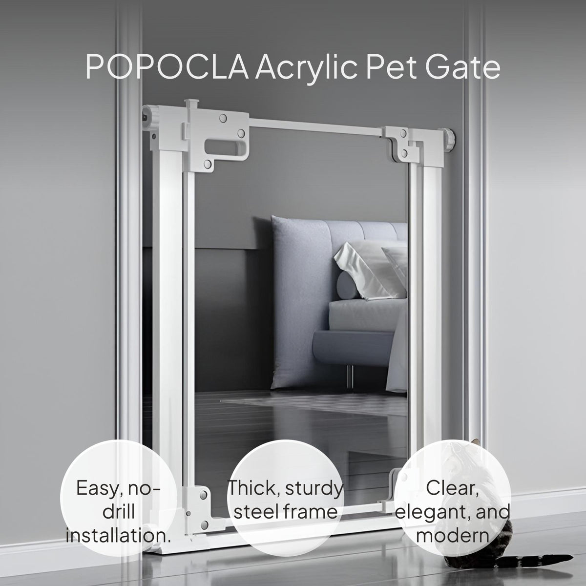 Acrylic Pet Gate No-Drill Indoor Dog Barrier
