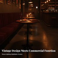Retro Cafe Table and Chairs Sturdy Vintage Restaurant Table Easy to Clean Solid Wood Dining Set for Business Owners, Adults, Coffee Shops, Pubs, Home
