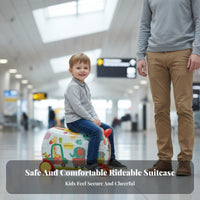 Multi-Functional Kids Rideable Luggage Wheels Kids Sit-and-Roll Suitcase Long-Lasting Hard Shell for Toddlers, Airport, Boarding, Vacation