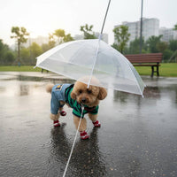 Rainproof Clear Dog Rain Umbrella Easy to Carry Dog Umbrella Leash for Rainy Walks