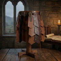 Faux Leather Panelled Battle Skirt Medieval Skirt Protective Gear with Belt Gladiator Waist Protective Gear with Buckles Warrior for Cosplayers, Larpers, Actors, Cosplay, Larp, Theater, Halloween