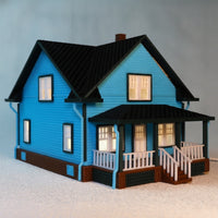 Miniature house  with Porch European-Style Gabled Roofed House Model Decorative Dollhouse for Architectural Scenes
