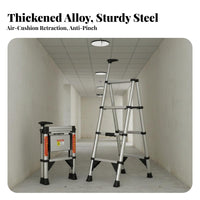 Foldable Design Telescopic Ladder Heavy Duty Telescopic Extension Ladder Adjustable Height Stable Triangular Structure for DIY Enthusiasts, Homeowners, Professionals, Construction Site, Home Maintenance, Workshop, Warehouse