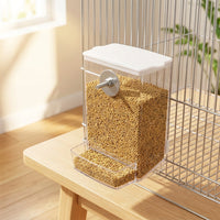 Automatic Bird Feeder 2 Pack, Anti-Spill Parrot Feeder with Perch Tray, External Mount Cockatiel Feeder and Bird Dispenser for Indoor Cage Use