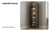 MultiMulti-Tier Shelving Unit with Glass Door Space-Saving Illuminated Corner Showcase Minimalist and Design Storage Furniture for Home Dwellers