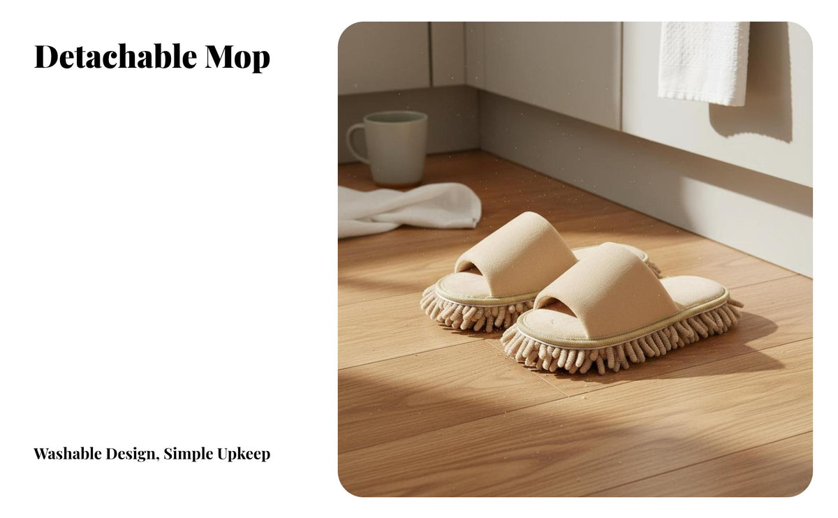 2 Pieces Quiet Mop Slippers Scratch-Effortless Detachable Sole Shoe Covers Multi-Functional Washable Duster Shoe Covers Slip-Resistant for Homeowners, People with Pets, Hardwood Floors, Kitchen, Living Room, Bathroom