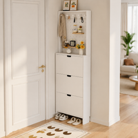 Slim Shoe Box, Flip-Type, Shoe Cabinet, Slim, Entrance Storage, Shoe Box, For Rental, Apartment, Warm White