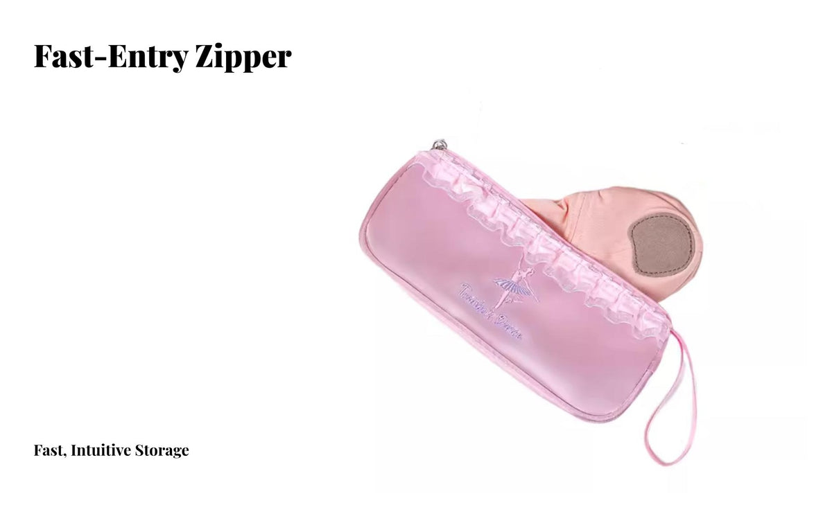 Ballet Footwear Pouch Lightweight Ballet Shoe Storage Bag Elegant Design Pink Dance Pouch for Dancers, Ballerinas, Rehearsal, Performances